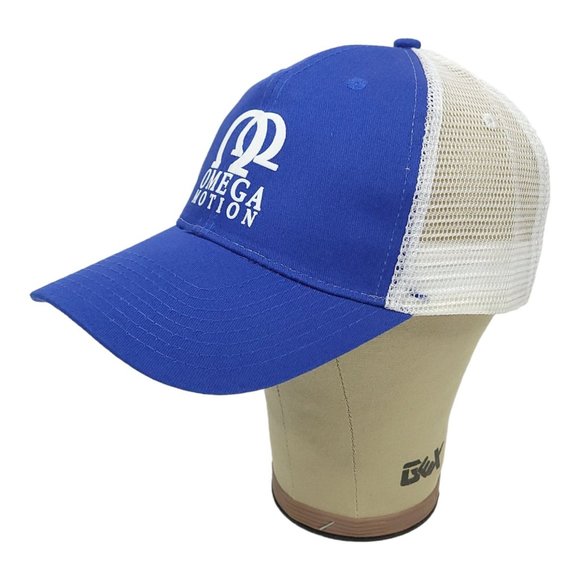 Omega Motion Mesh Strapback Cap Trucker Baseball Hat Vitronic Blue White - Picture 3 of 12